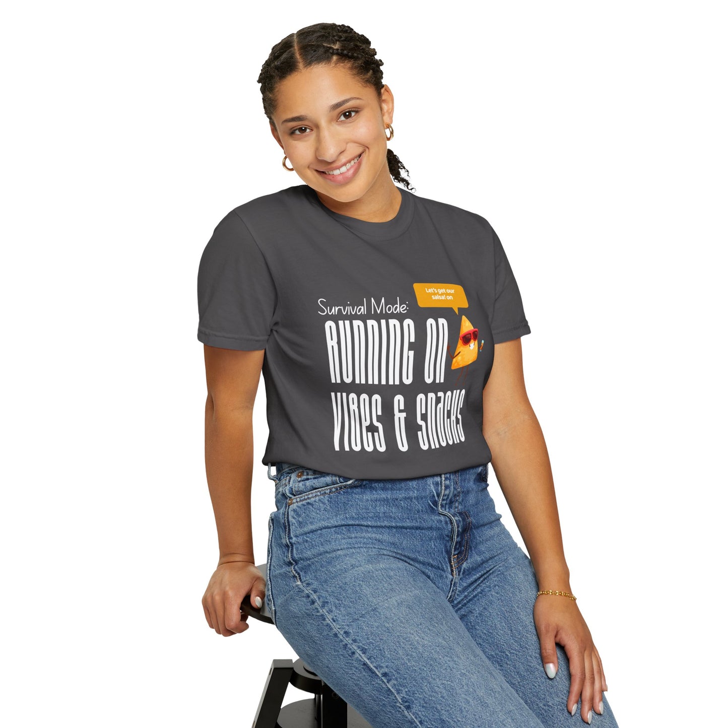 Survival Mode: Running on Vibes & Snacks Unisex T-Shirt