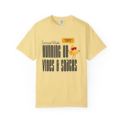 Survival Mode: Running on Vibes & Snacks Unisex T-Shirt