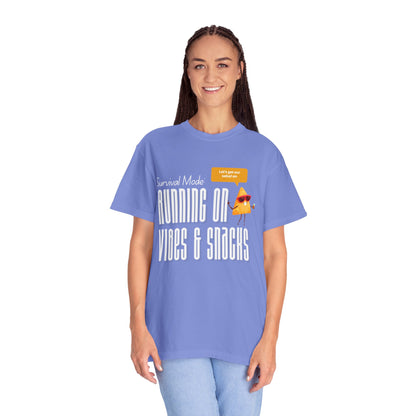 Survival Mode: Running on Vibes & Snacks Unisex T-Shirt