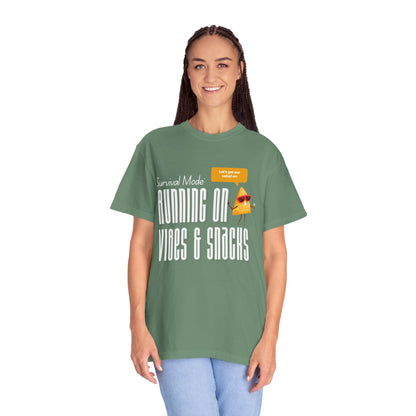 Survival Mode: Running on Vibes & Snacks Unisex T-Shirt