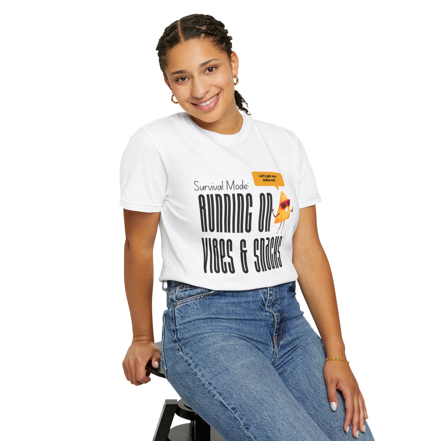 Survival Mode: Running on Vibes & Snacks Unisex T-Shirt