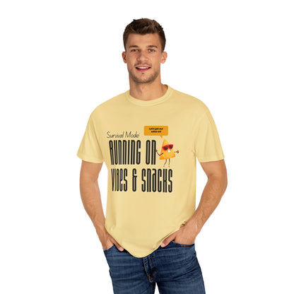 Survival Mode: Running on Vibes & Snacks Unisex T-Shirt