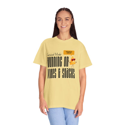 Survival Mode: Running on Vibes & Snacks Unisex T-Shirt