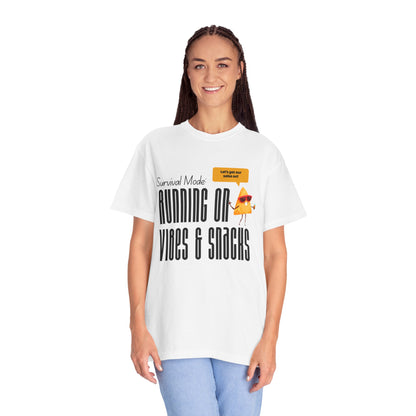 Survival Mode: Running on Vibes & Snacks Unisex T-Shirt