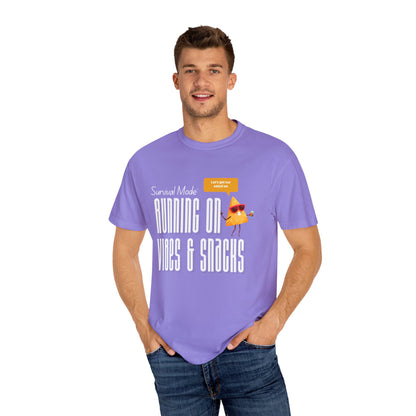 Survival Mode: Running on Vibes & Snacks Unisex T-Shirt