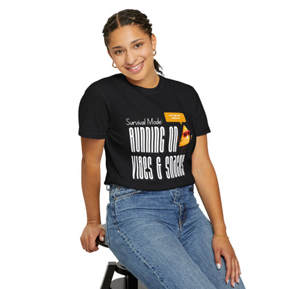 Survival Mode: Running on Vibes & Snacks Unisex T-Shirt