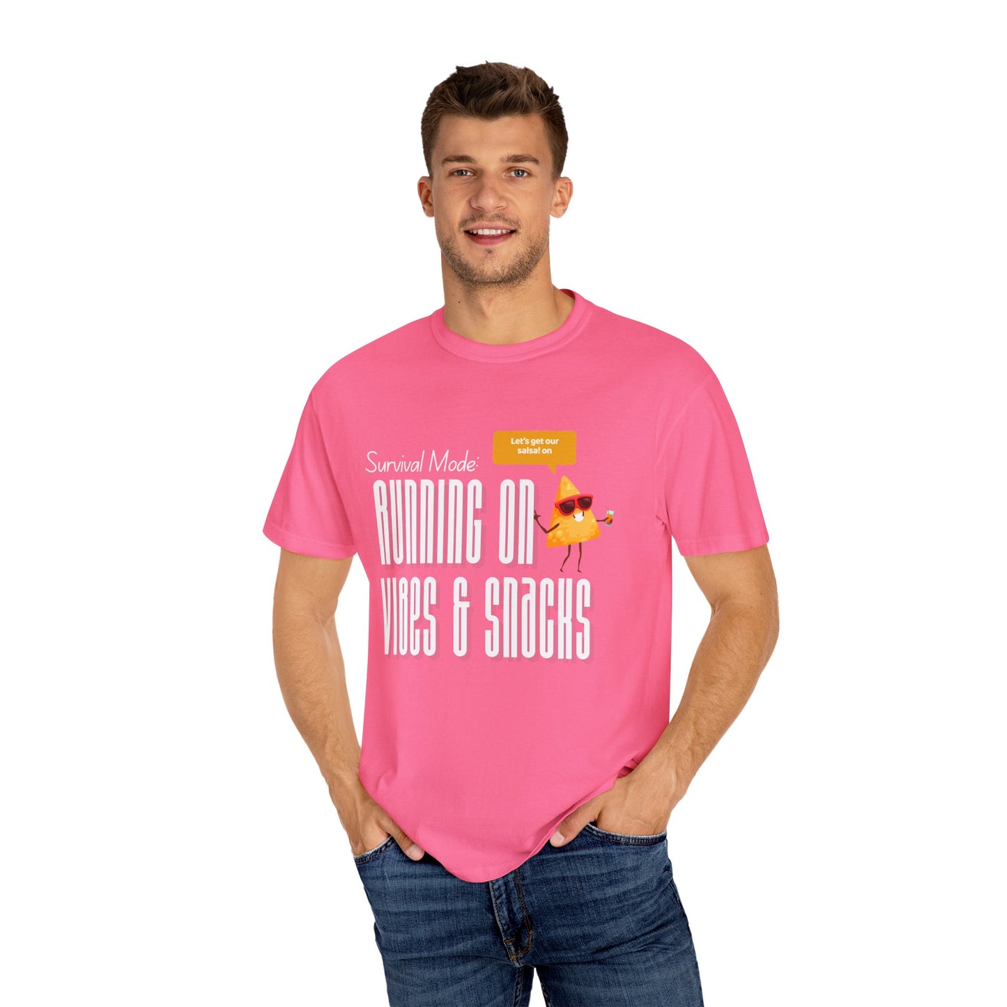 Survival Mode: Running on Vibes & Snacks Unisex T-Shirt
