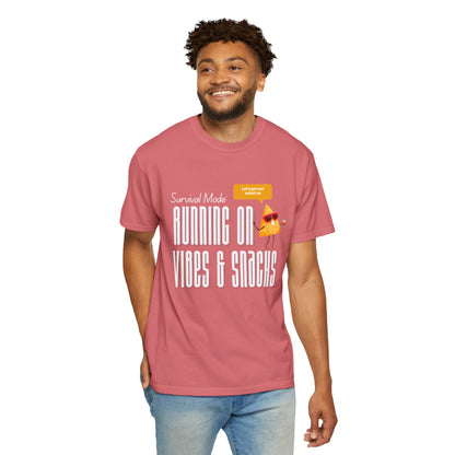 Survival Mode: Running on Vibes & Snacks Unisex T-Shirt