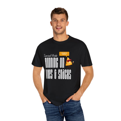 Survival Mode: Running on Vibes & Snacks Unisex T-Shirt