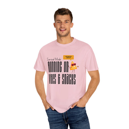 Survival Mode: Running on Vibes & Snacks Unisex T-Shirt