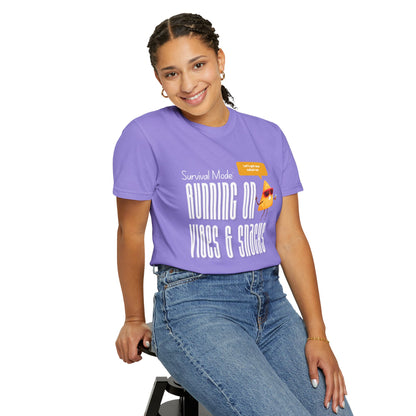 Survival Mode: Running on Vibes & Snacks Unisex T-Shirt