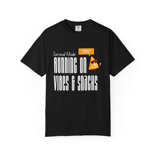 Survival Mode: Running on Vibes & Snacks Unisex T-Shirt