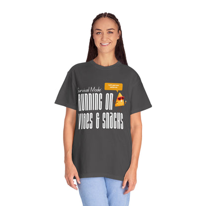 Survival Mode: Running on Vibes & Snacks Unisex T-Shirt